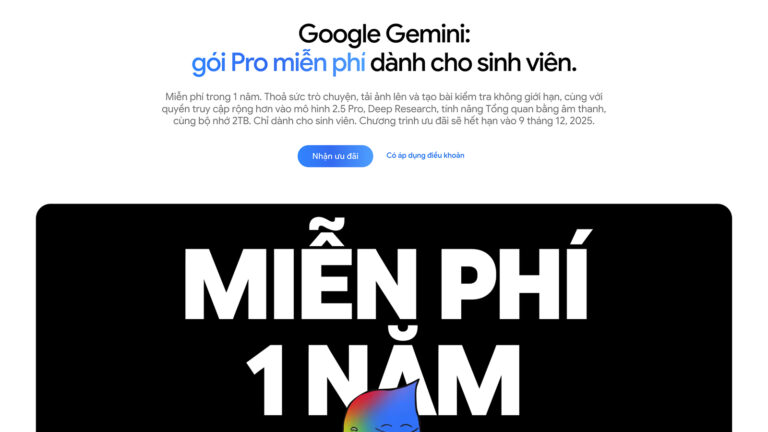 Sinh viên Việt Nam đăng ký nhận ưu đãi sử dụng miễn phí 1 năm gói Gemini Pro và Google One AI Premium